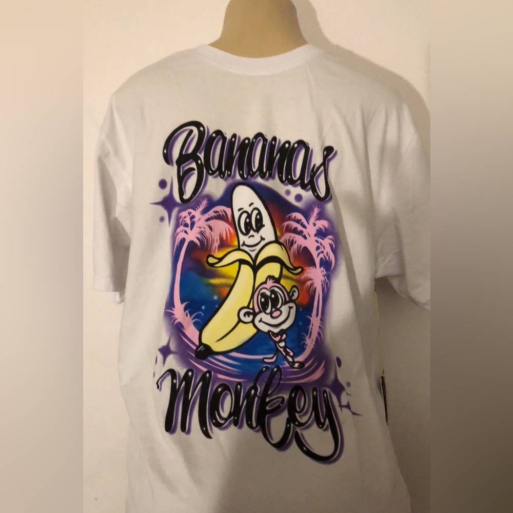 Banana monkey unisex white T-shirt